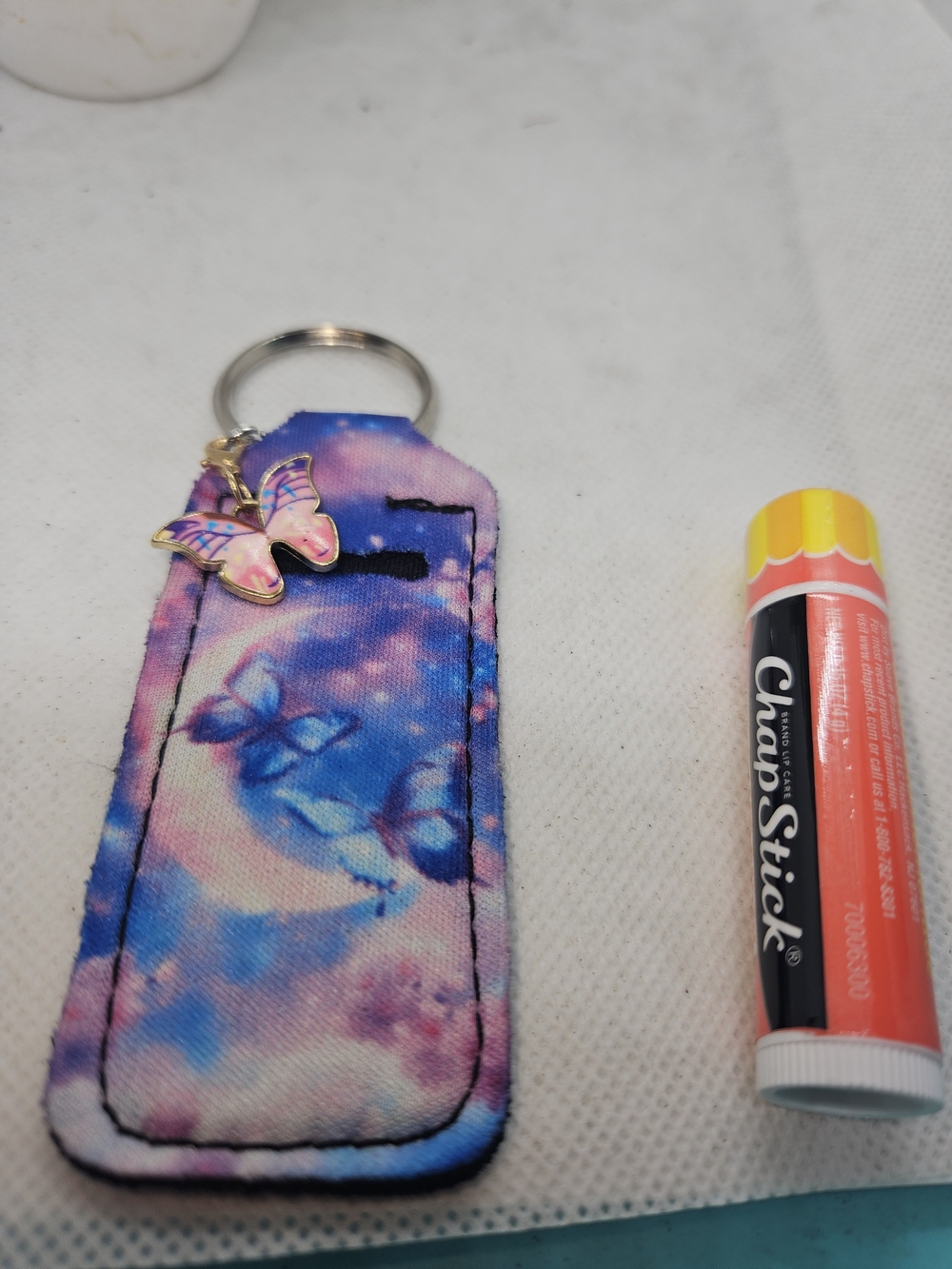 Butterfly Tie-Dye Keychain Card Holder - Pink Blue